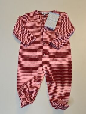 Kissy Kissy Red & White Striped Baby One-Piece Footed Romper